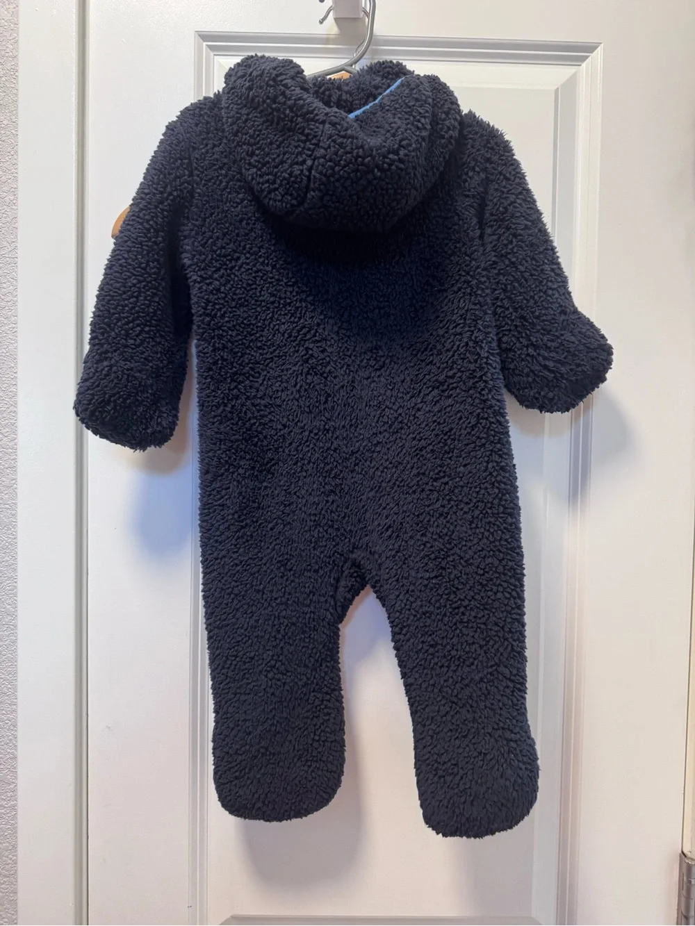 Snozu 9-12 months Navy One-Piece Sherpa Footie coat with Bright Blue Trim